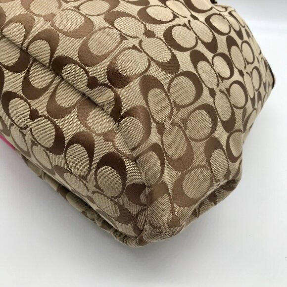 Coach Pink Signature Canvas Stripe Devin Shoulder Bag - Picture 9 of 11